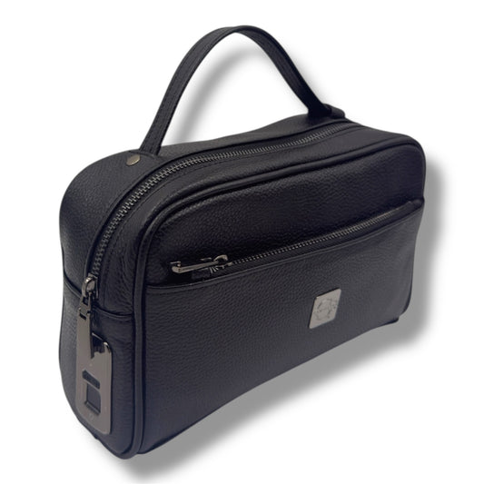 CARVEN Parmak İzi İle Açılan Hakiki Deri Siyah Renk 5 bölmeli El Çantası