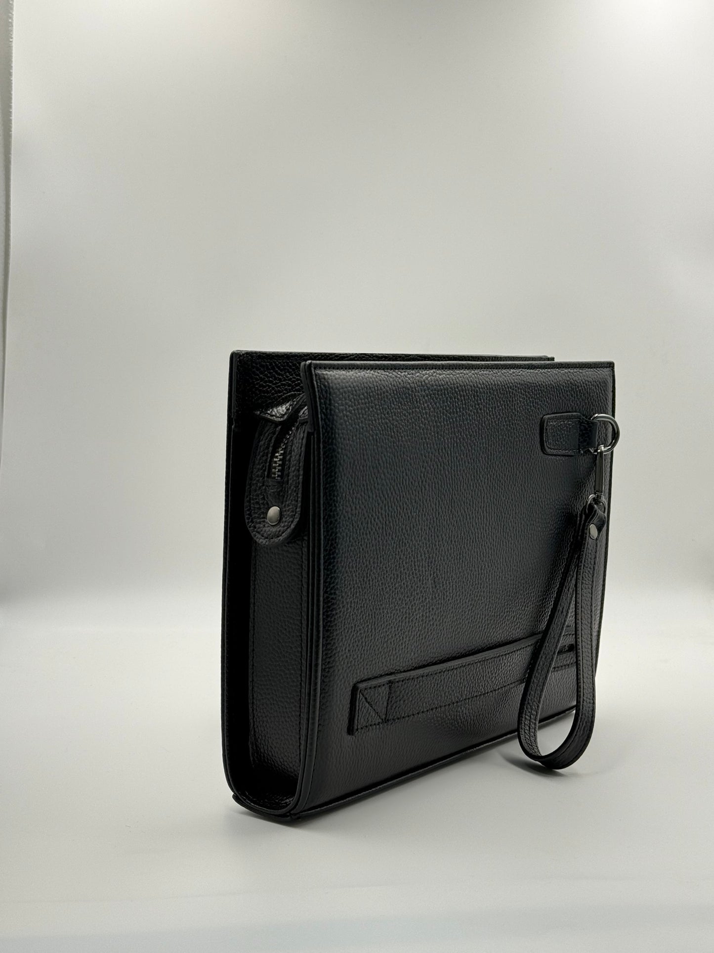 MERON Parmak İzi İle Açılan Hakiki Deri Siyah Tablet Çantası