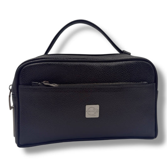 CARVEN Parmak İzi İle Açılan Hakiki Deri Siyah Renk 5 bölmeli El Çantası