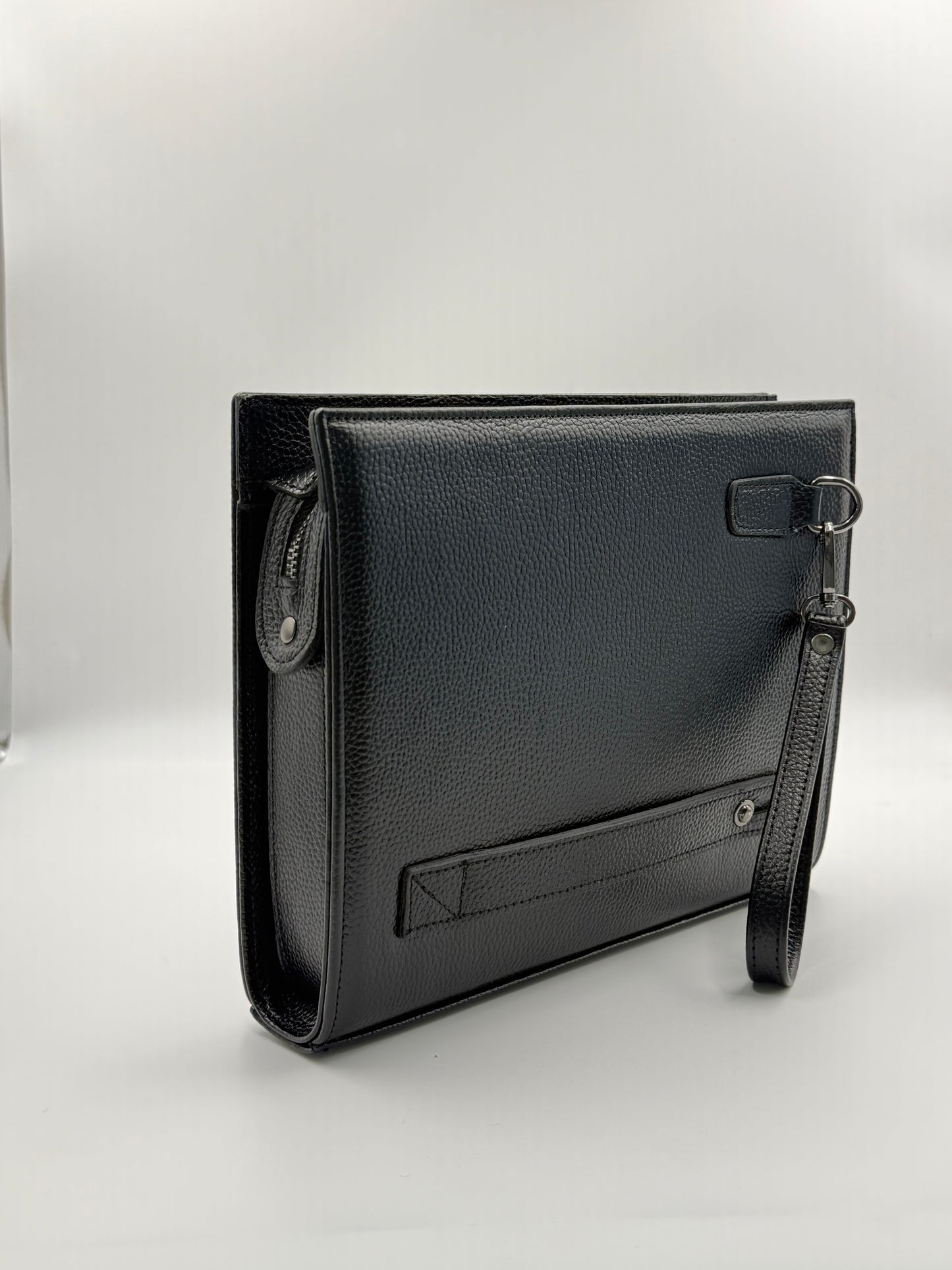 MERON Parmak İzi İle Açılan Hakiki Deri Siyah Tablet Çantası