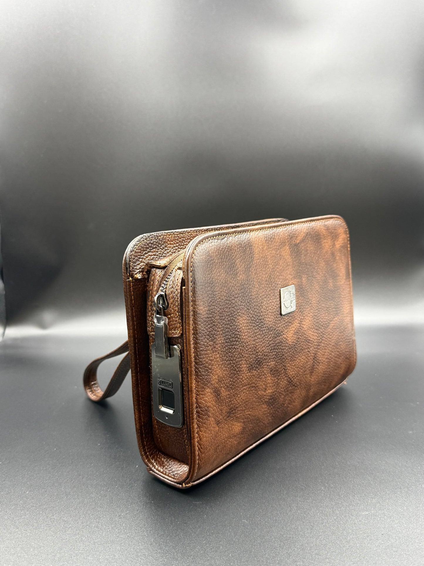 VELATRO Parmak İzi İle Açılan Hakiki Deri Karma Kahve Kare Çanta