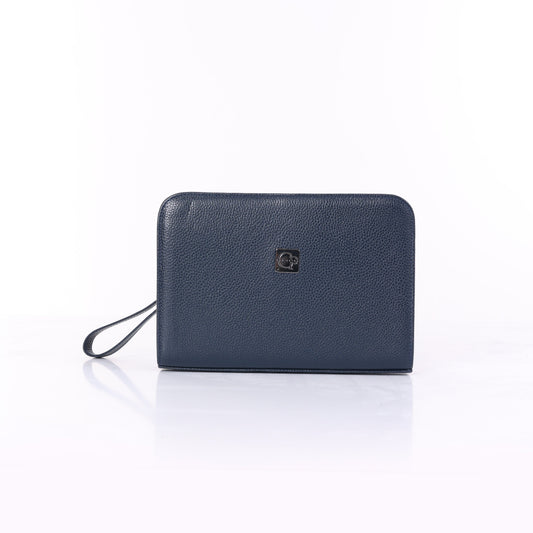 VELATRO Parmak İzi İle Açılan Hakiki Deri Lacivert Kare Çanta