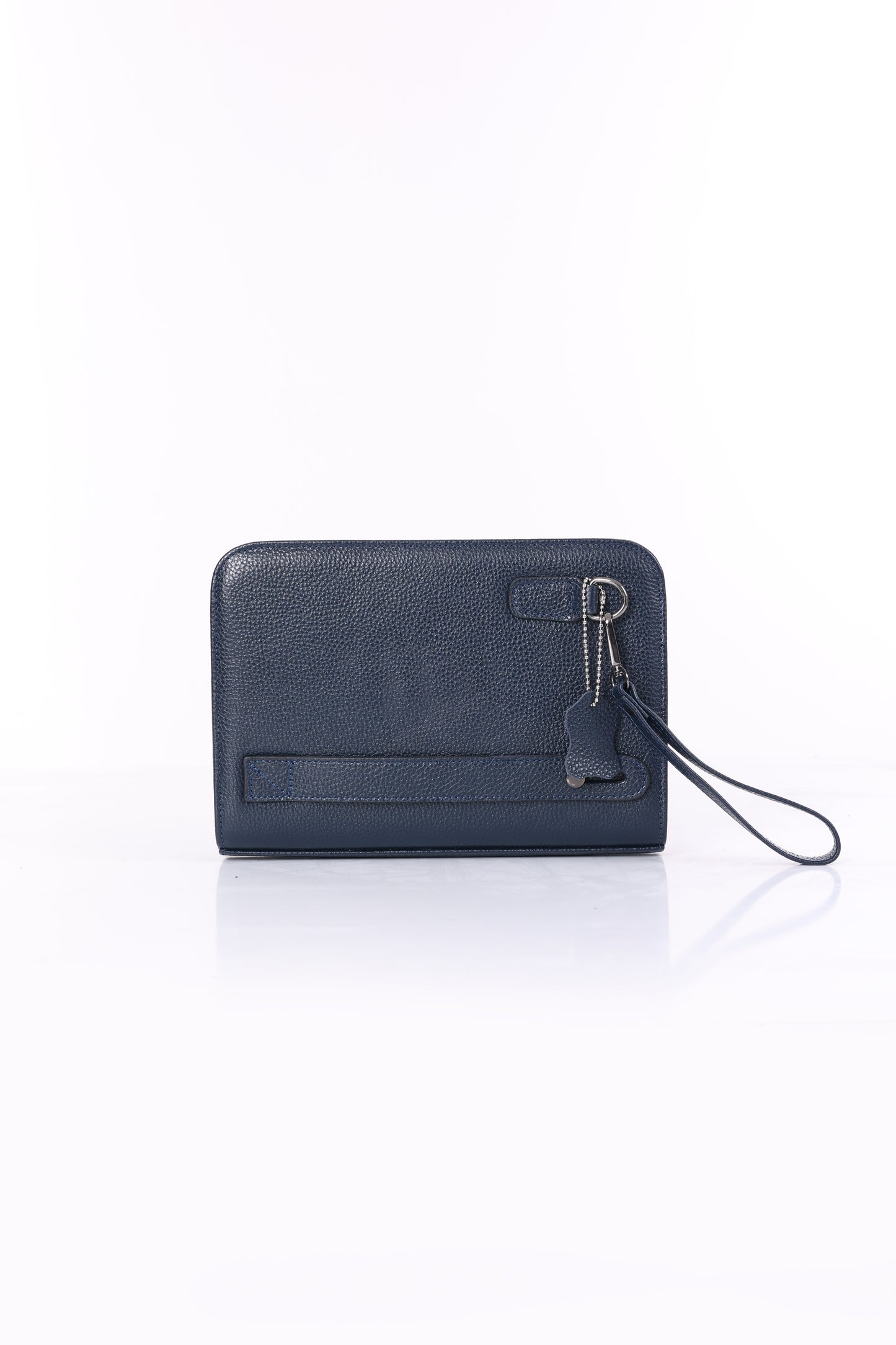 VELATRO Parmak İzi İle Açılan Hakiki Deri Lacivert Kare Çanta