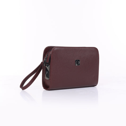 VELATRO Parmak İzi İle Açılan Hakiki Deri Bordo Kare Çanta