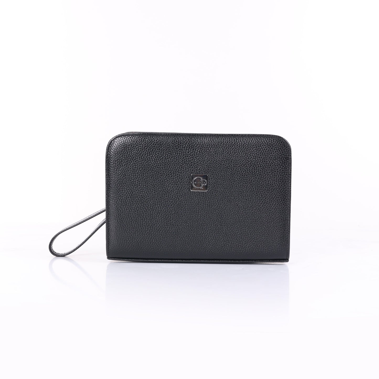 VELATRO Parmak İzi İle Açılan Hakiki Deri Siyah Kare Çanta