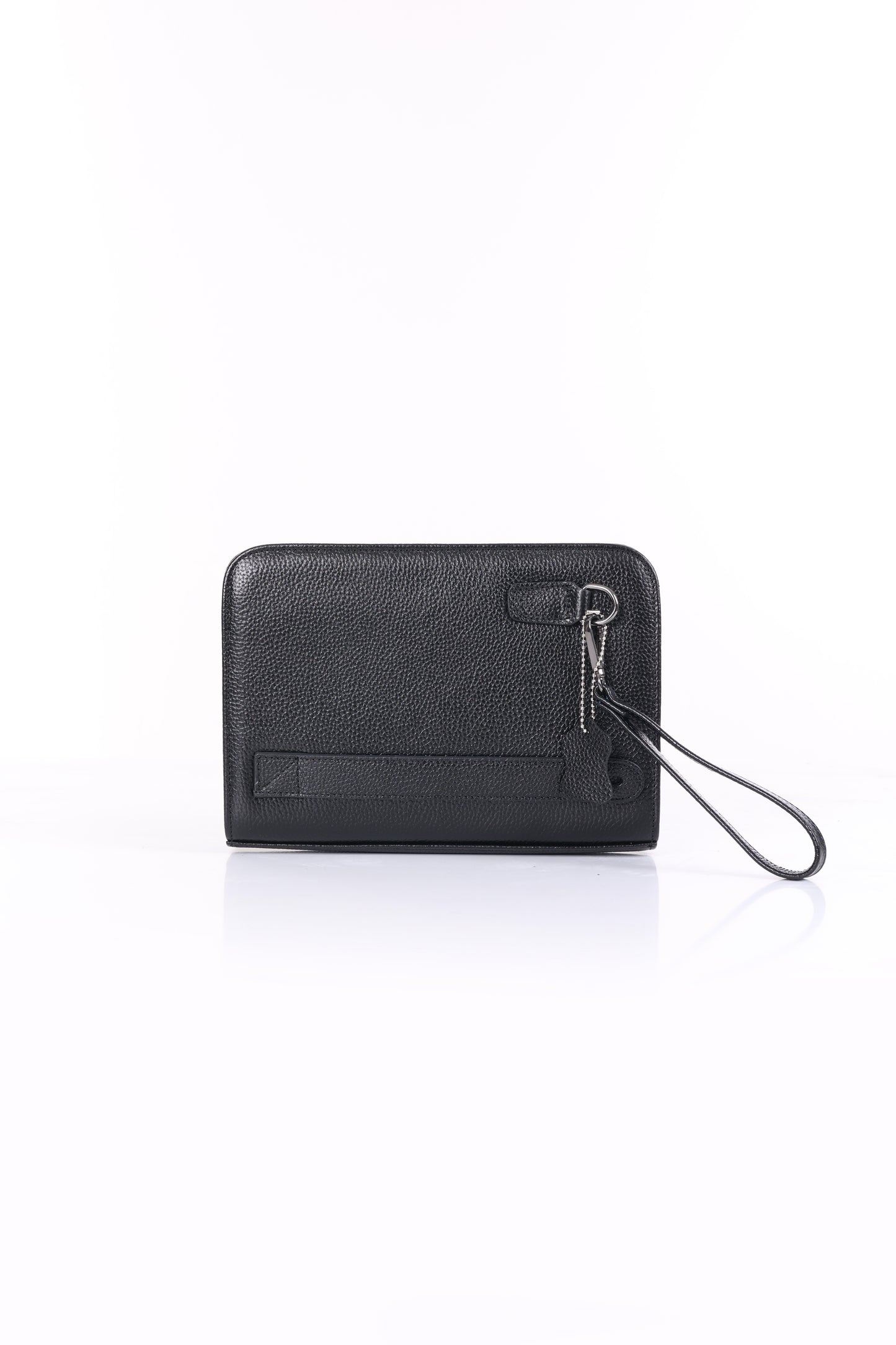 VELATRO Parmak İzi İle Açılan Hakiki Deri Siyah Kare Çanta