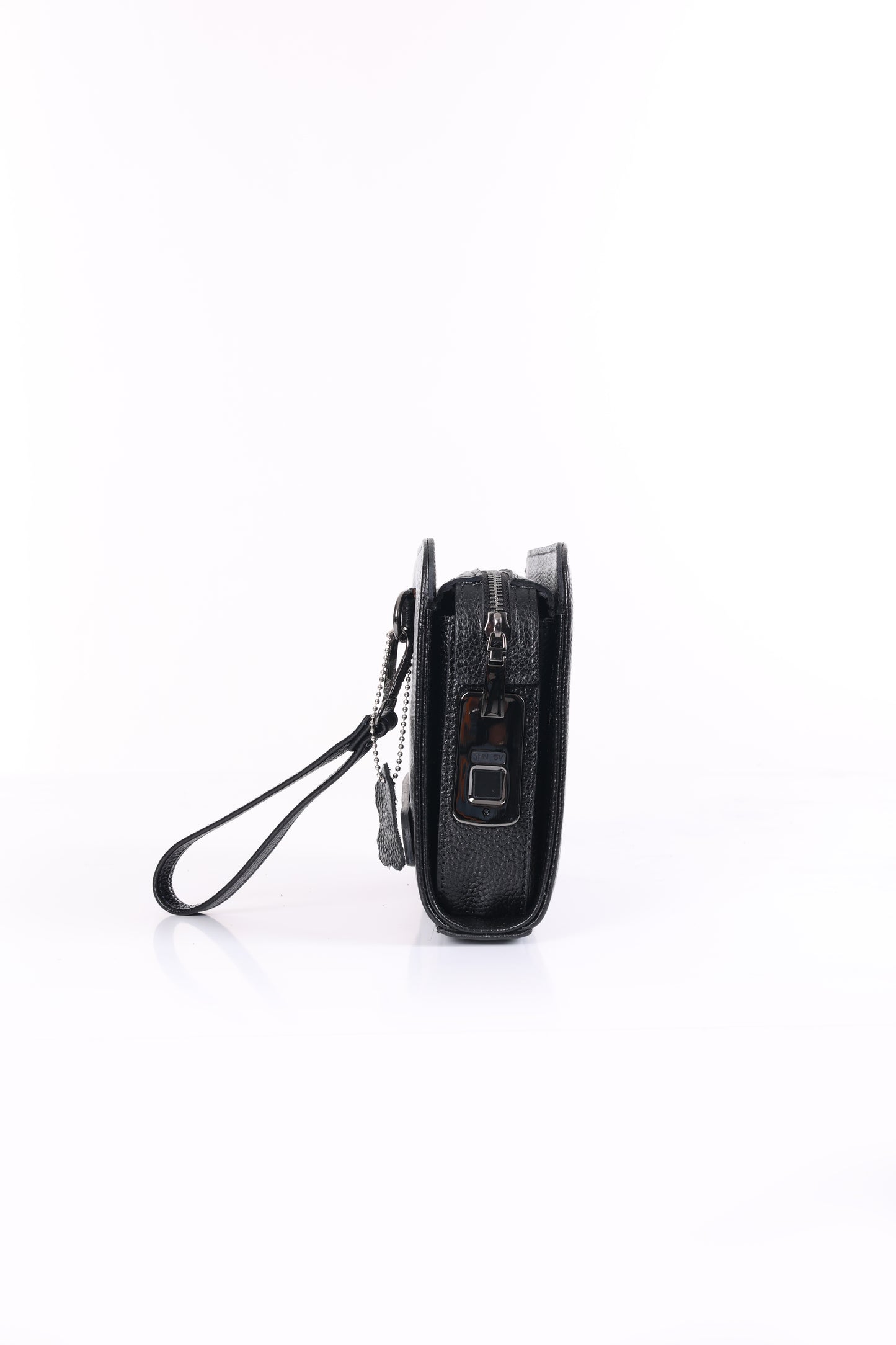 VELATRO Parmak İzi İle Açılan Hakiki Deri Siyah Kare Çanta