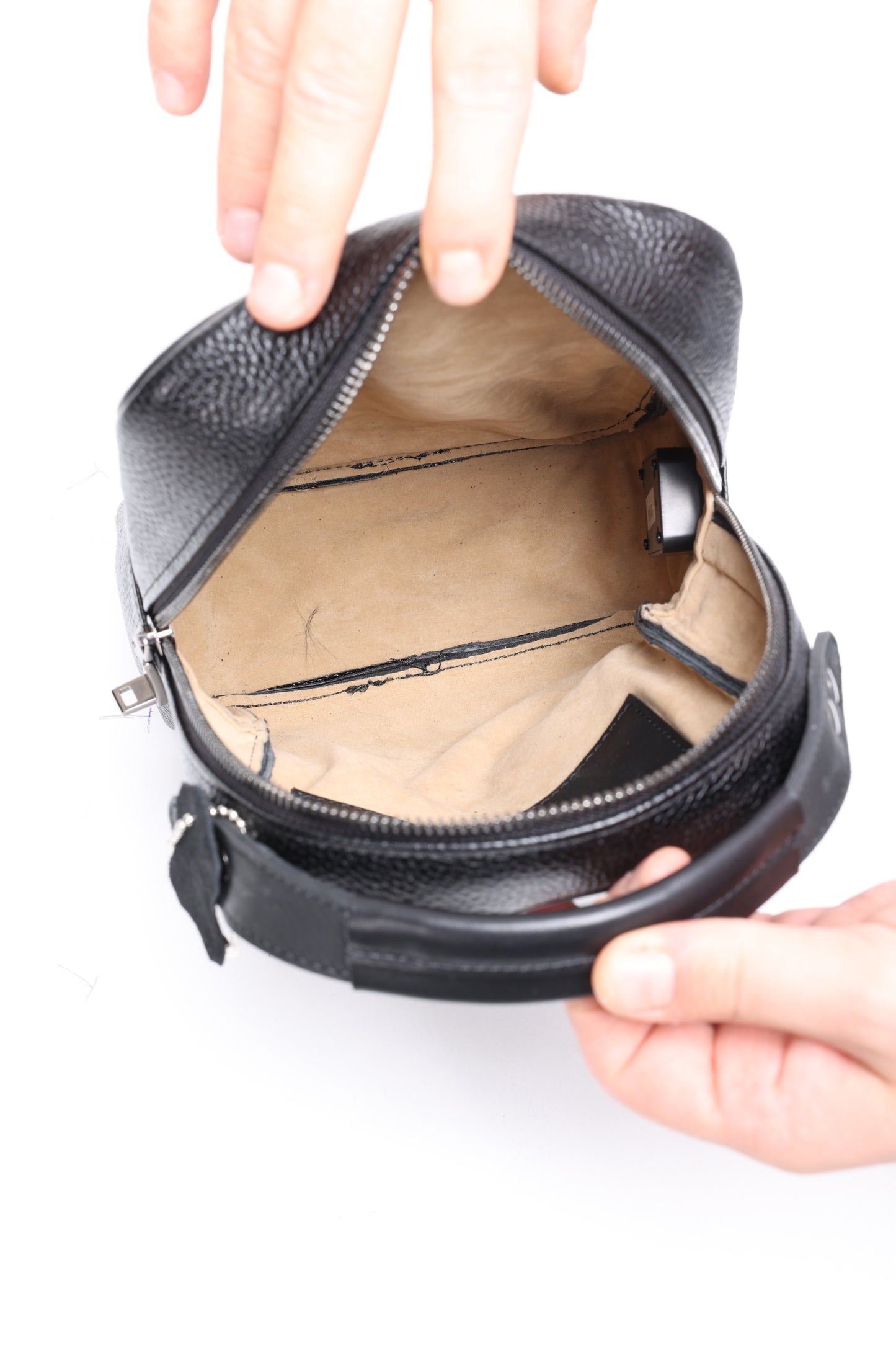 SENZA Parmak İzi İle Açılan Hakiki Deri Siyah El Çantası