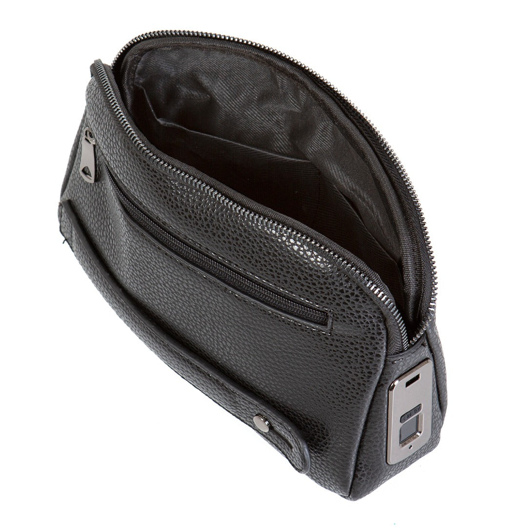 Parmak izi ile açılabilen çanta Caripetra Siyah OVAL Çanta